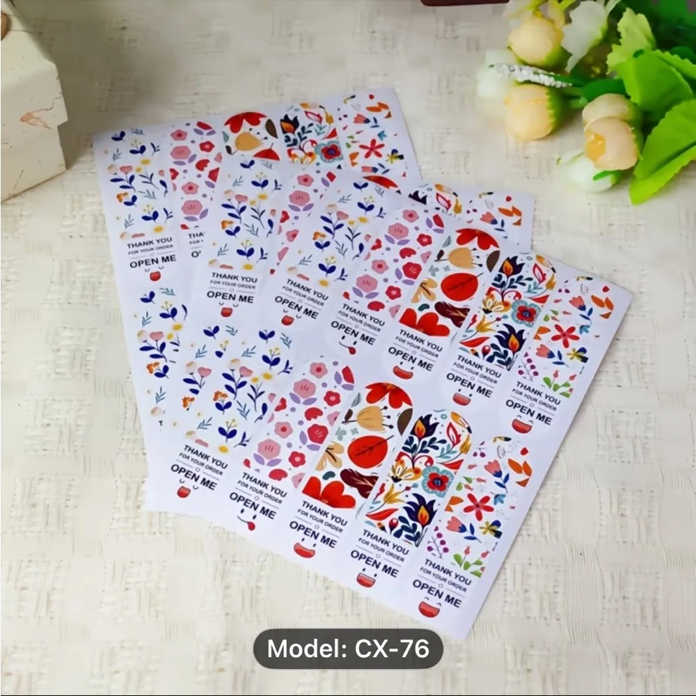 Floral Thank You Stickers Pack 100pcs - Picture 2 of 3
